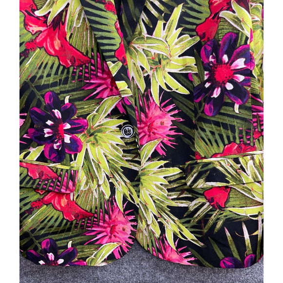 Chicos Women's 12-14 Blazer Bright Floral Purple Yellow Green - Picture 3 of 9